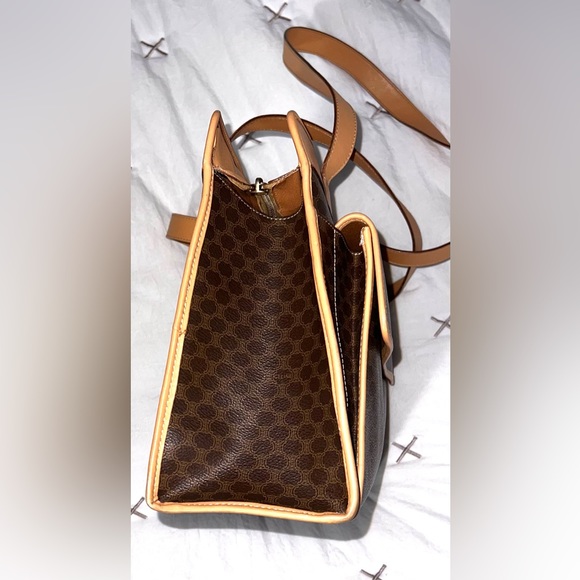 Vintage Celine Tote Handbag Triomphe Macadam Shoulder Purse Large Brown Purse - Picture 4 of 15